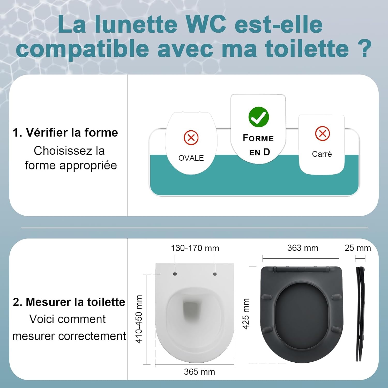 Abattant WC forme D en Duroplast Gris - Frein de chute - Jusqu'à -66%