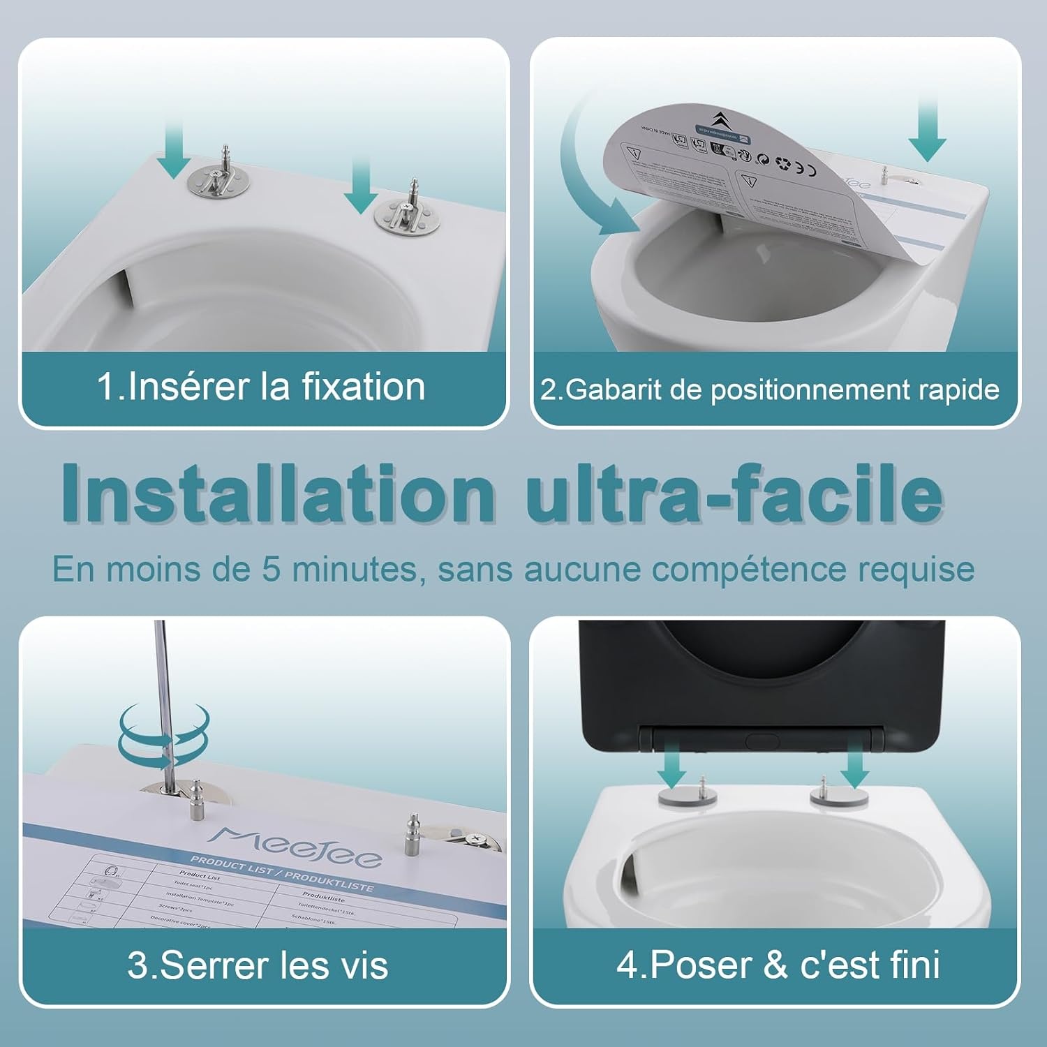 Abattant WC forme D en Duroplast Gris - Frein de chute - Jusqu'à -66%