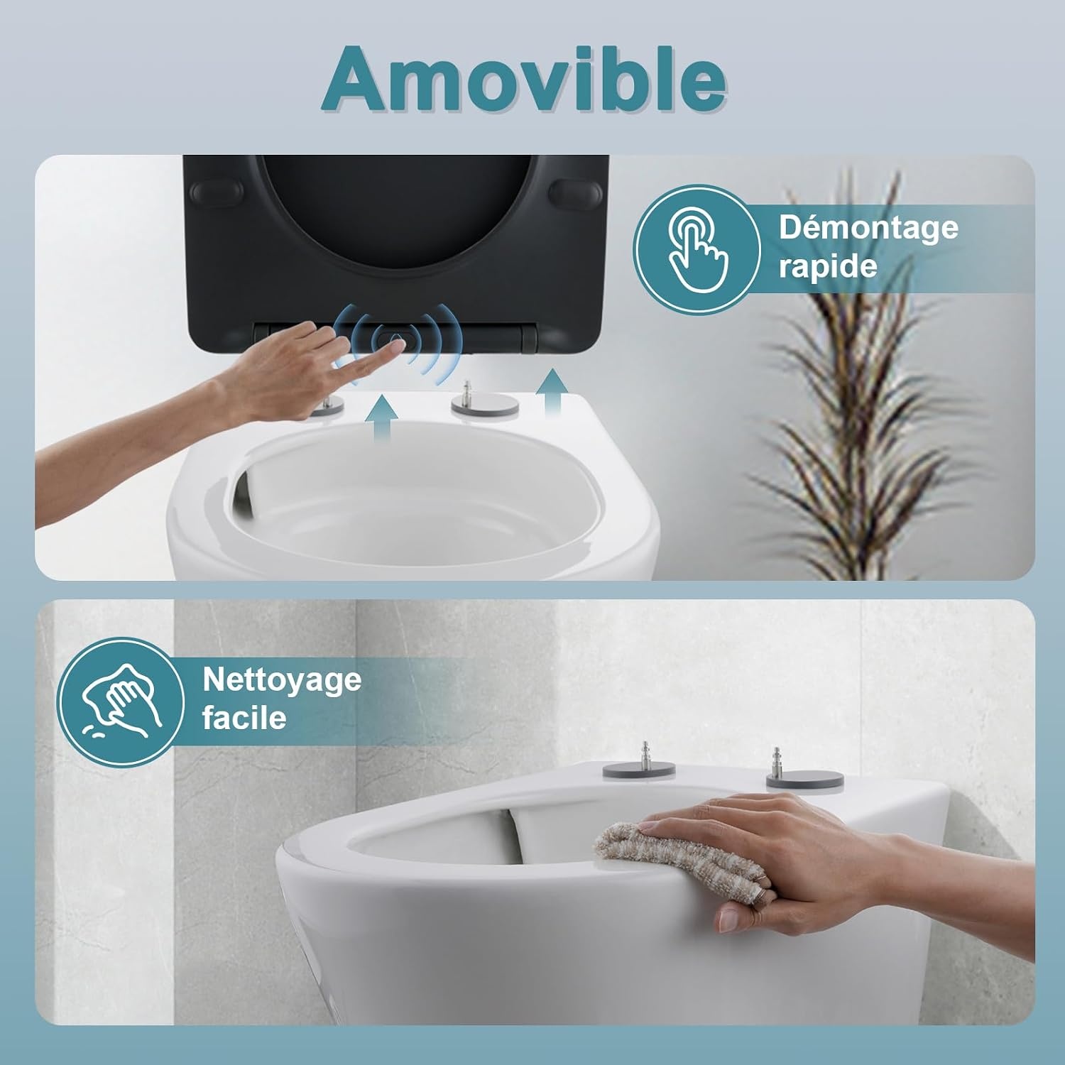 Abattant WC forme D en Duroplast Gris - Frein de chute - Jusqu'à -66%
