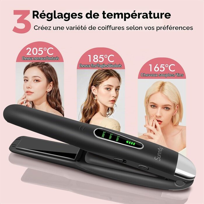 Lisseur et boucleur sans fil 2-en-1 - Compact - Jusqu'à 65% de remise