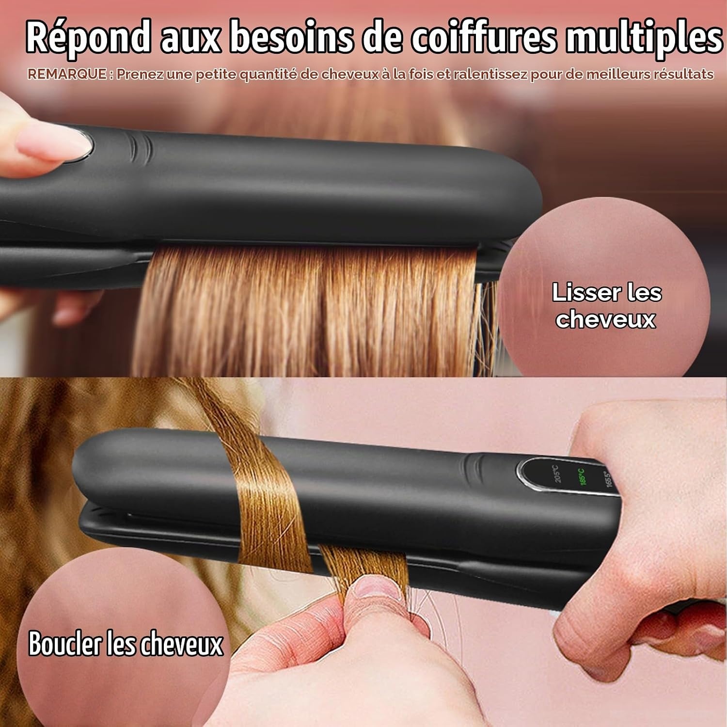 Lisseur et boucleur sans fil 2-en-1 - Compact - Jusqu'à 65% de remise