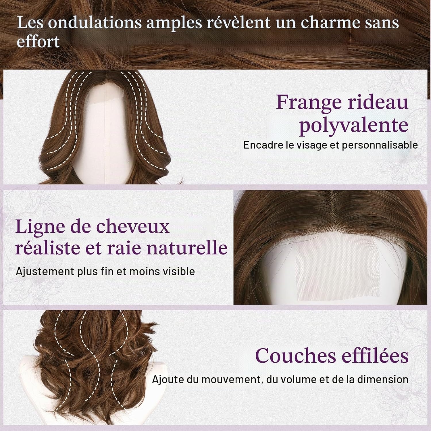Barsdar Perruque ondulée ombré brun 40cm - Jusqu'à -62% de remise