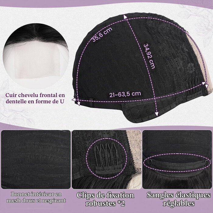 Barsdar Perruque noire ondulée 40 cm - Jusqu'à 58% de remise