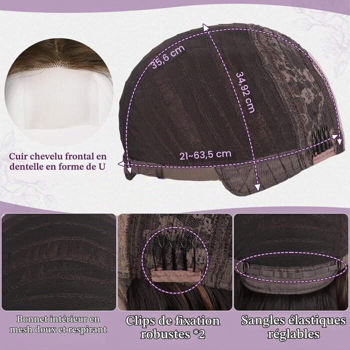 Barsdar Perruque courte ondulée ombré marron 40cm - Jusqu'à 62% de réduction
