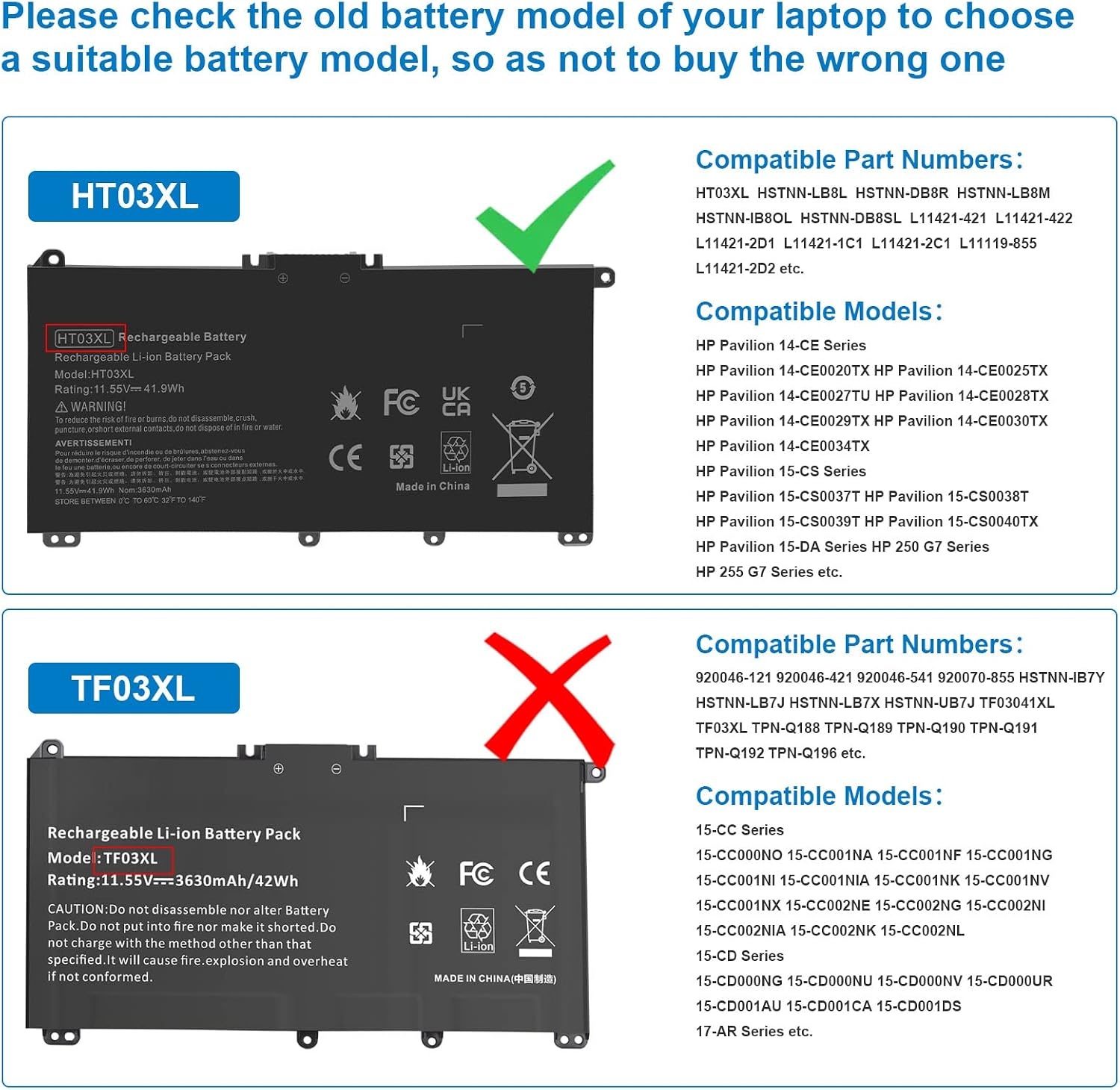 Batterie PC Portable HP Pavilion HT03XL - Jusqu'à 59% de réduction