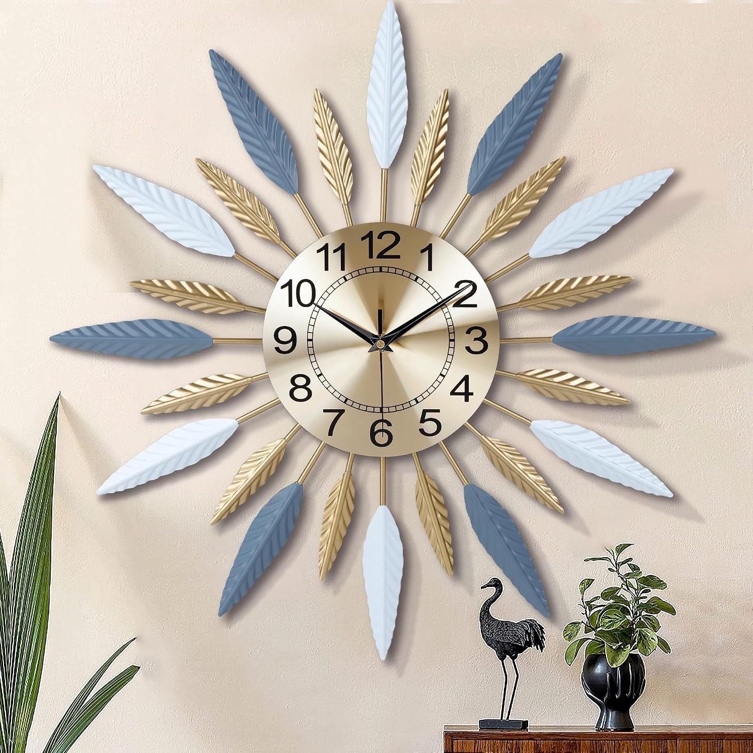 Horloge murale design soleil 56 cm - Doré - Jusqu'à -67% de réduction