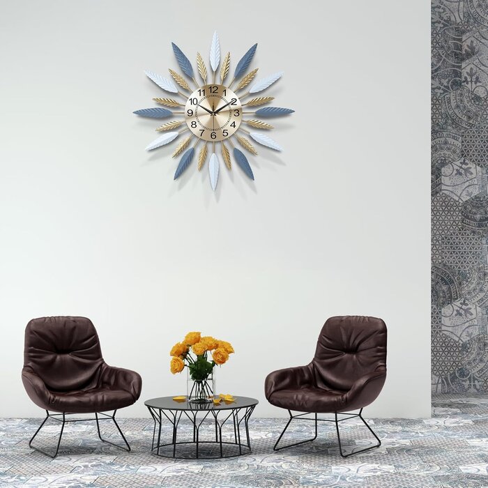 Horloge murale design soleil 56 cm - Doré - Jusqu'à -67% de réduction