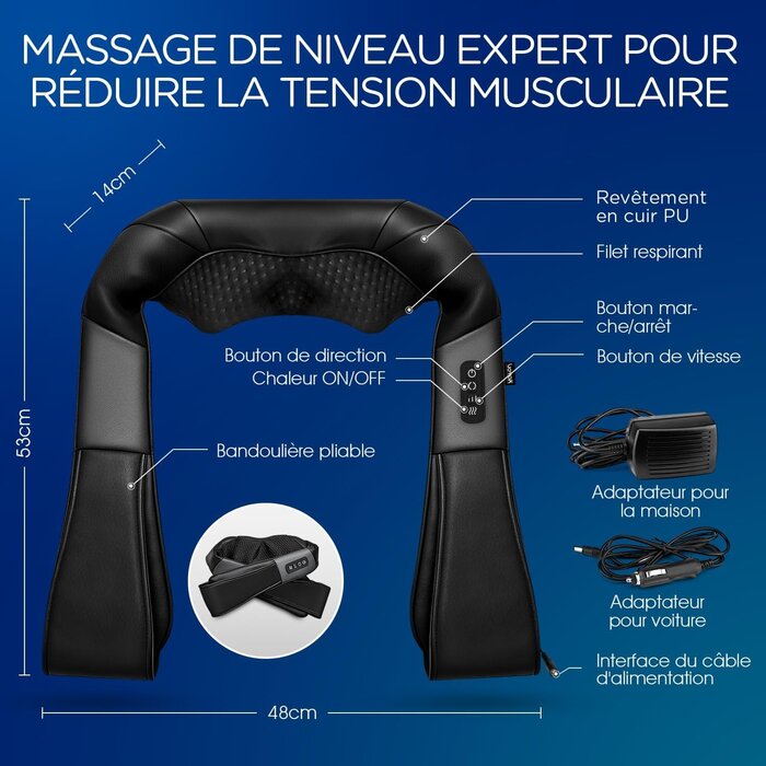 Appareil de massage Shiatsu 4D - Jusqu'à -65% sur vos muscles détendus
