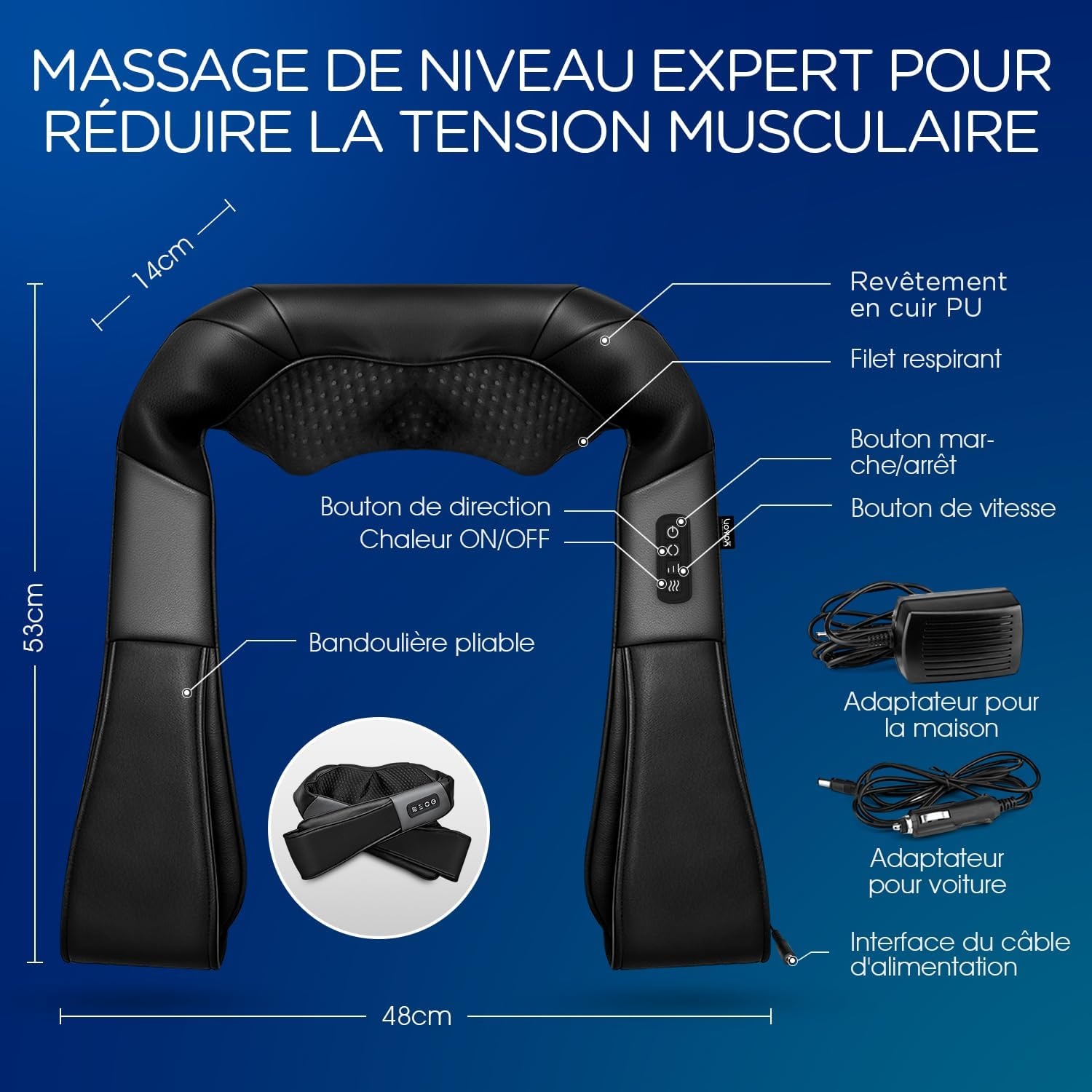 Appareil de massage Shiatsu 4D - Jusqu'à -65% sur vos muscles détendus