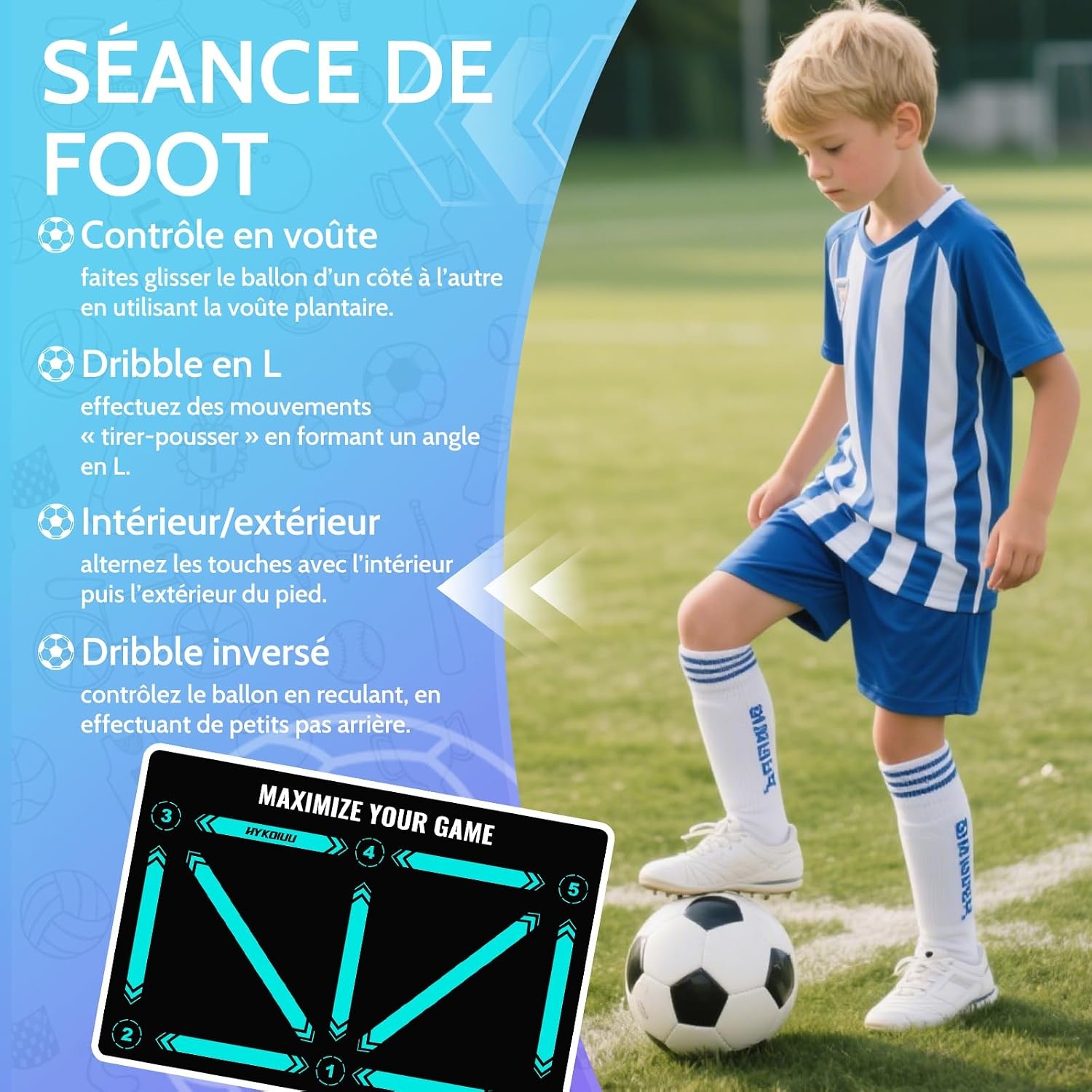 Tapis d'entraînement de football 90x60cm - Jusqu'à 61% de réduction