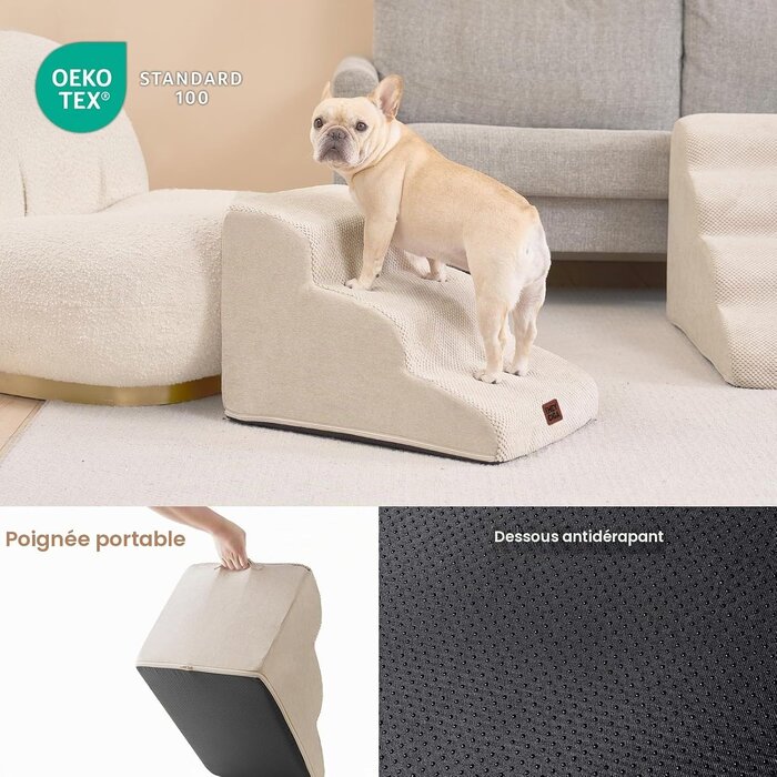 Escalier pour animal hybride 3 marches - Beige - Jusqu'à -68%