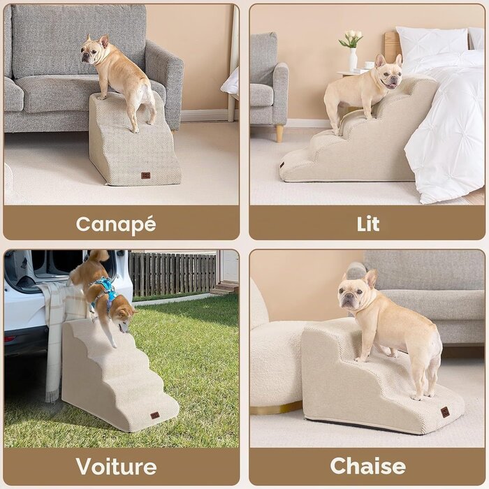 Escalier pour animal hybride 3 marches - Beige - Jusqu'à -68%