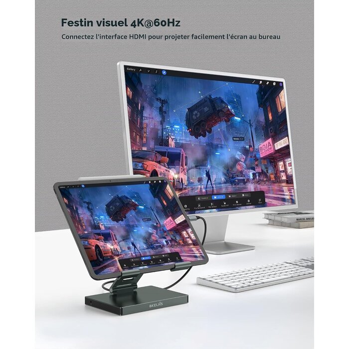 Hub USB-C 8-en-1 avec support tablette - Jusqu'à 64 % de réduction