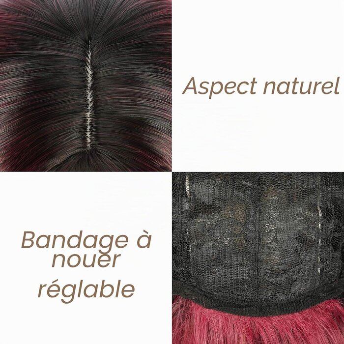 Perruque carré dégradé noir-rouge 30 cm - Jusqu'à -55% sur votre nouveau look
