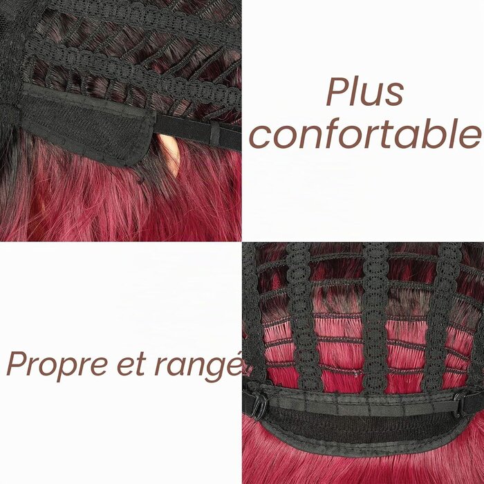 Perruque Carré 30 cm Noir/Rouge - Jusqu'à -55% sur votre nouveau look