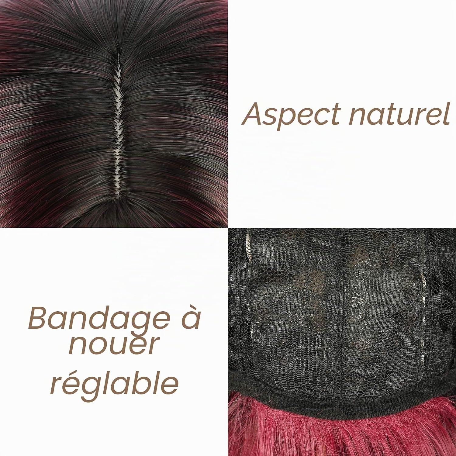 Perruque Carré 30 cm Noir/Rouge - Jusqu'à -55% sur votre nouveau look
