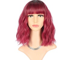 Perruque Carré 30 cm Ombré Noir et Rouge - Jusqu'à 55% de réduction