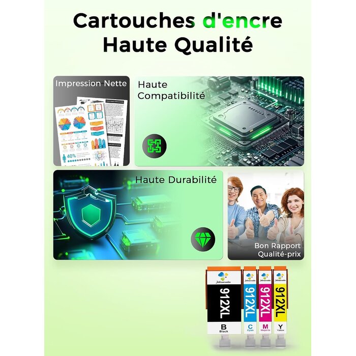 Pack 4 cartouches compatibles HP 912XL - Jusqu'à 28% de remise