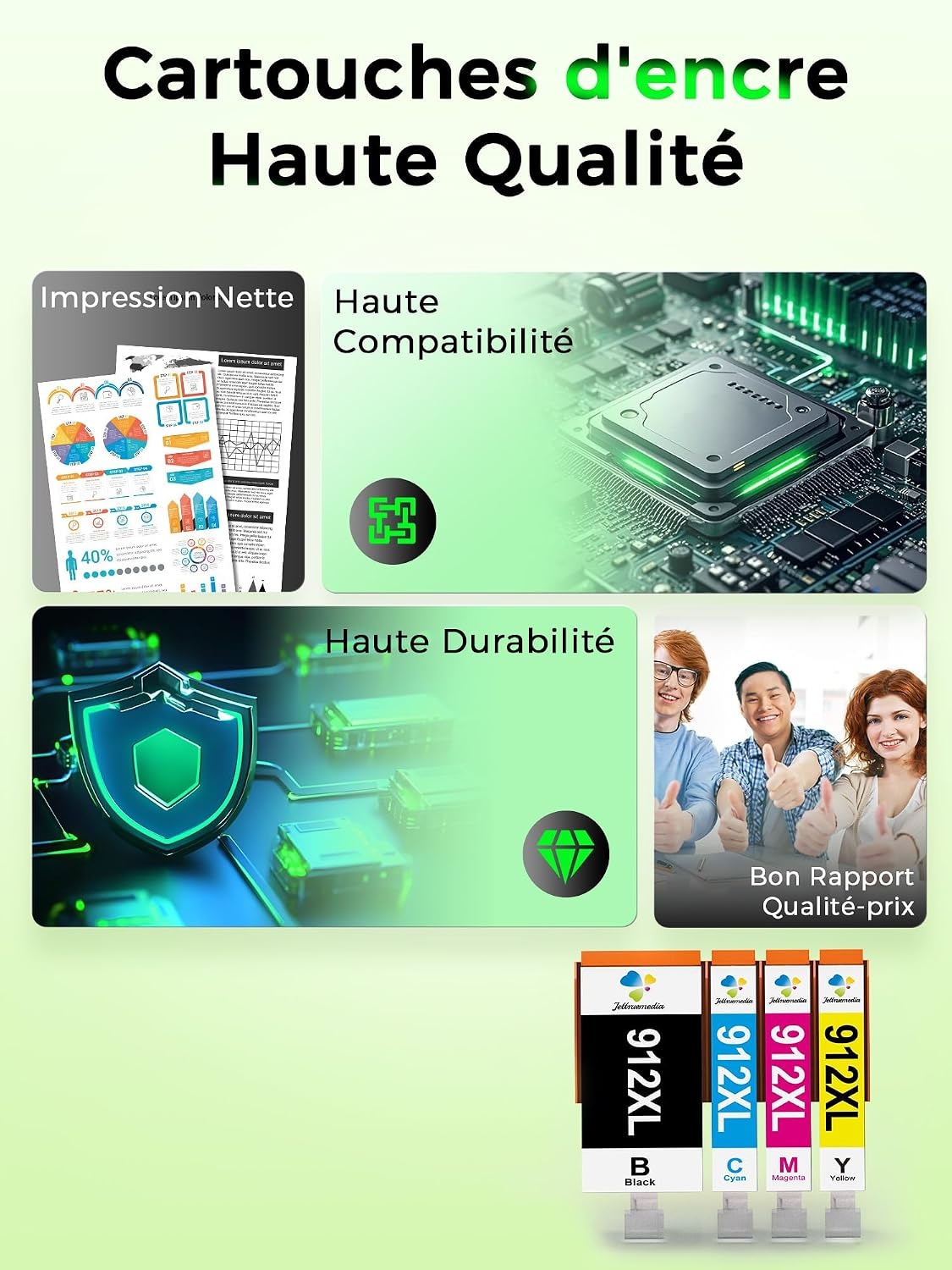 Pack 4 cartouches compatibles HP 912XL - Jusqu'à 28% de remise