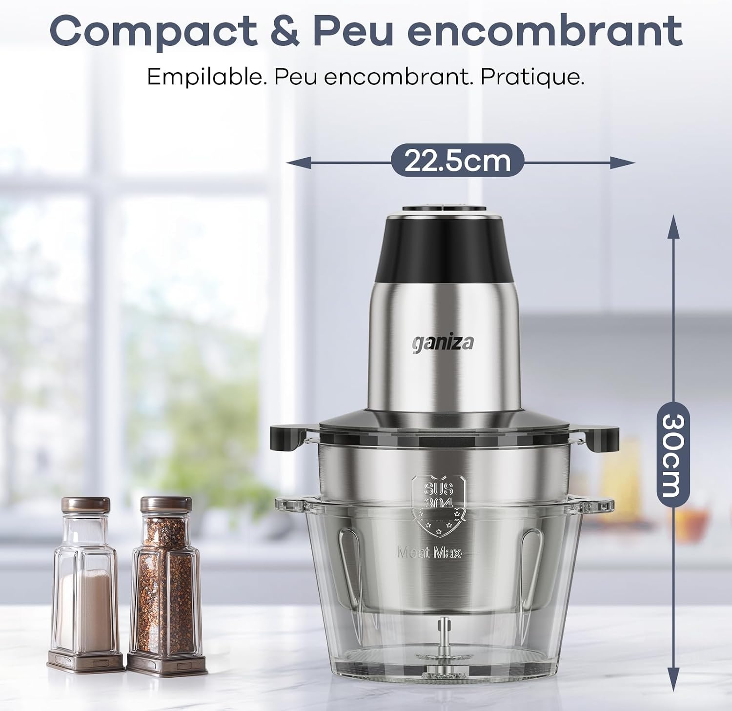 Hachoir multifonction 450W - 2 bols (1,8L) - Jusqu'à 60% de réduction