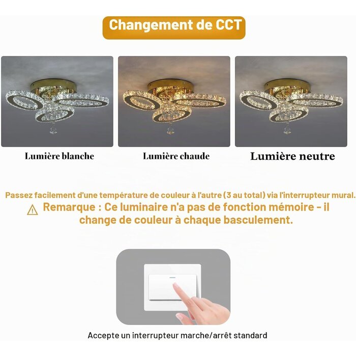 Plafonnier LED Cristal Doré - Jusqu'à -61% sur votre luminaire design