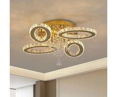 Plafonnier LED 4 ovales en cristal doré - Jusqu'à -62%