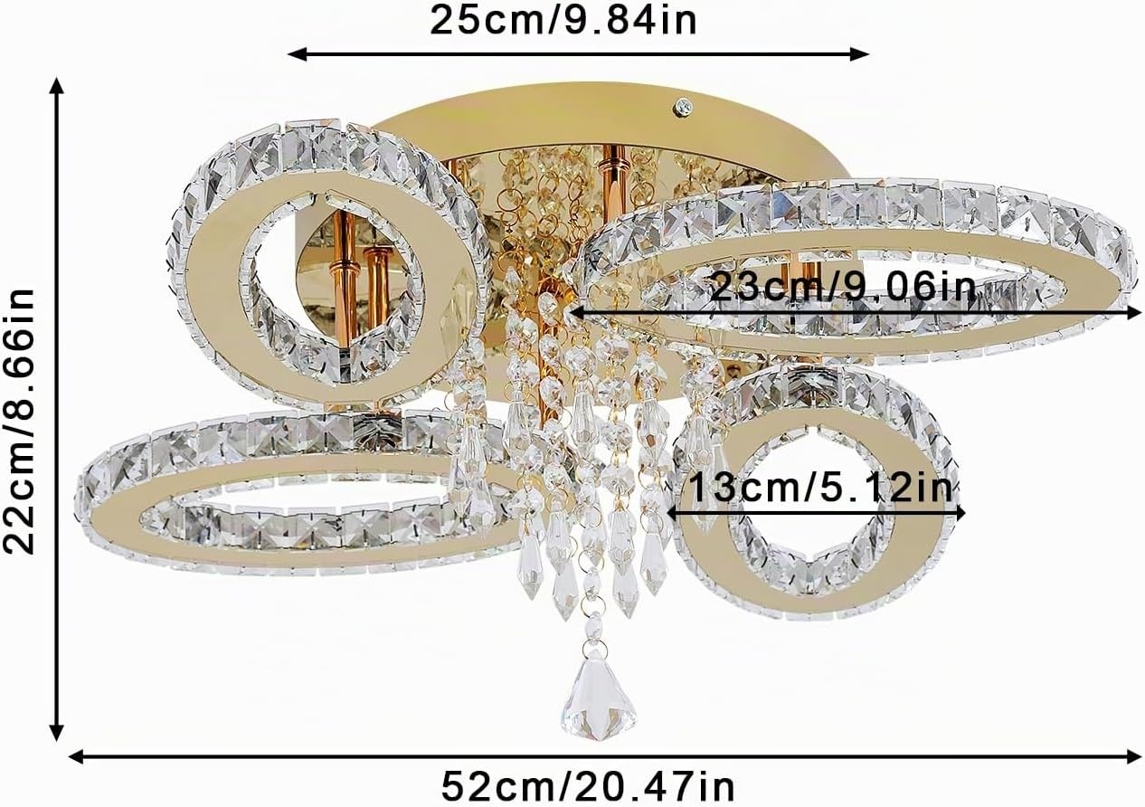 Plafonnier LED 4 ovales en cristal doré - Jusqu'à -62%