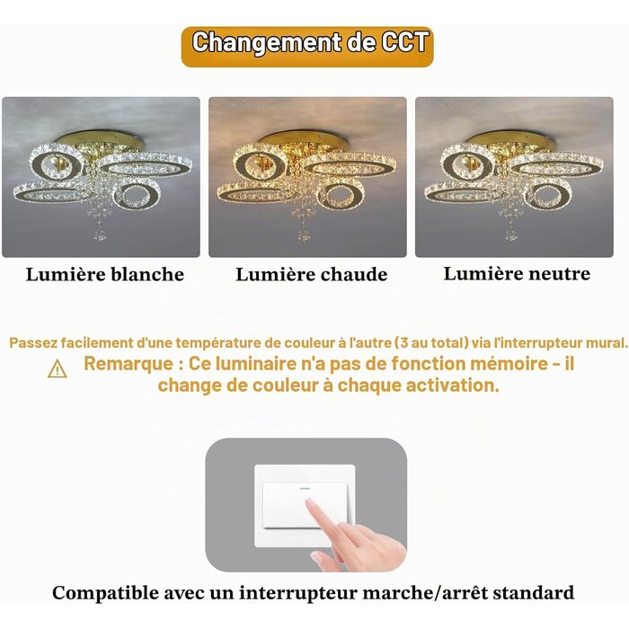 Plafonnier LED 4 ovales en cristal doré - Jusqu'à -62%