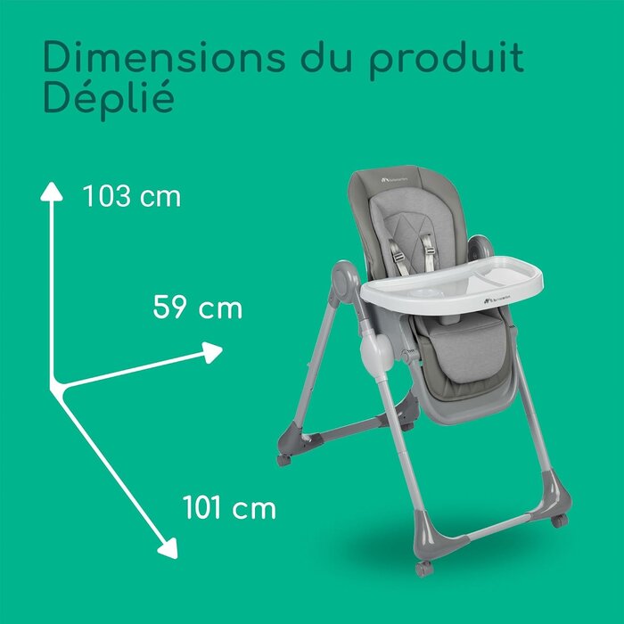 Chaise haute inclinable et réglable - Gris - Jusqu'à -64%