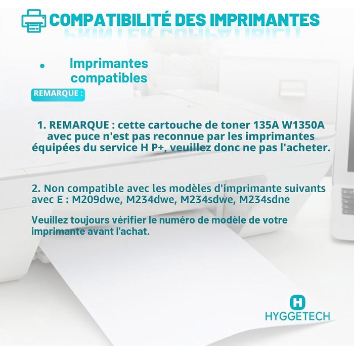 Toner Noir Compatible HP 135A W1350A : Jusqu'à -58% sur votre impression