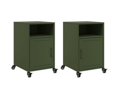 Vidaxl Lot de 2 tables de chevet en acier vert olive - Jusqu'à 36% de remise