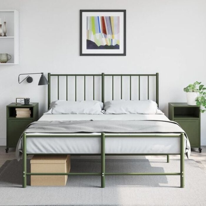 Vidaxl Lot de 2 tables de chevet en acier vert olive - Jusqu'à 36% de remise