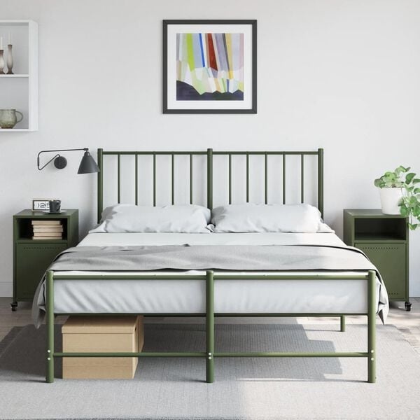 Vidaxl Lot de 2 tables de chevet en acier vert olive - Jusqu'à 36% de remise