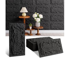 Lot de 10 panneaux muraux 3D aspect pierre noir - Jusqu'à -60%