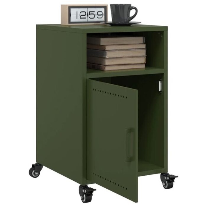 Vidaxl Lot de 2 tables de chevet en acier vert olive - Jusqu'à 36% de remise