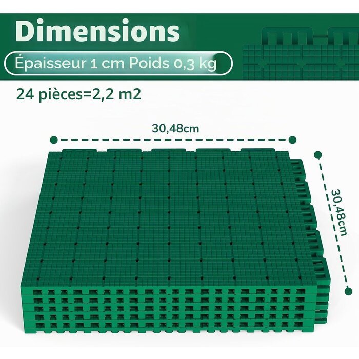 Lot de 24 dalles de sport modulaires - Antidérapantes - Jusqu'à -63%