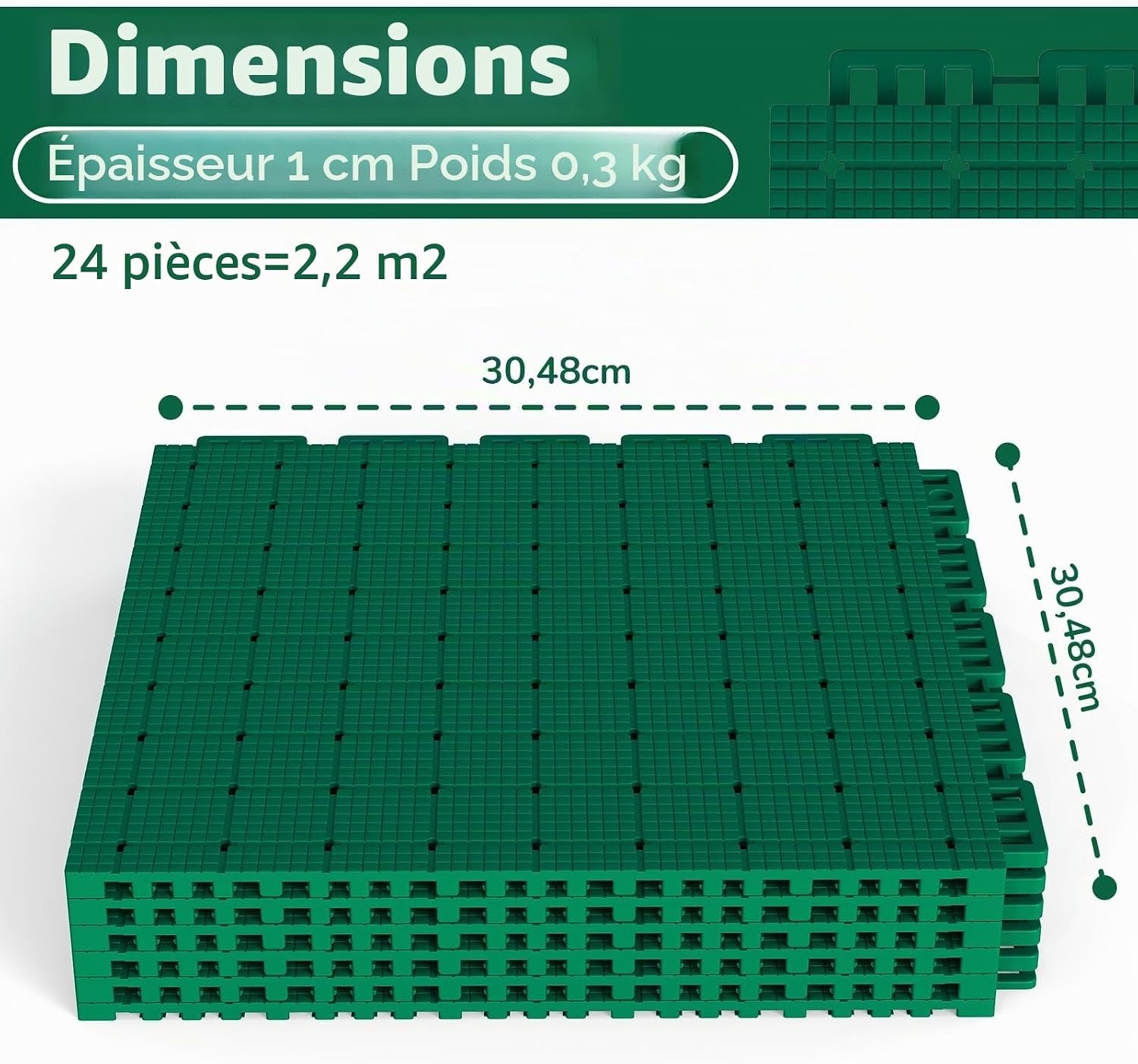 Lot de 24 dalles de sport modulaires - Antidérapantes - Jusqu'à -63%