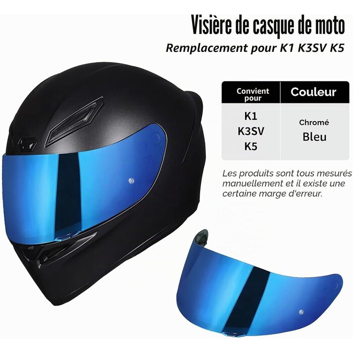 Visière Moto Bleu Chromé pour K1, K3SV, K5 - Jusqu'à -61% de remise