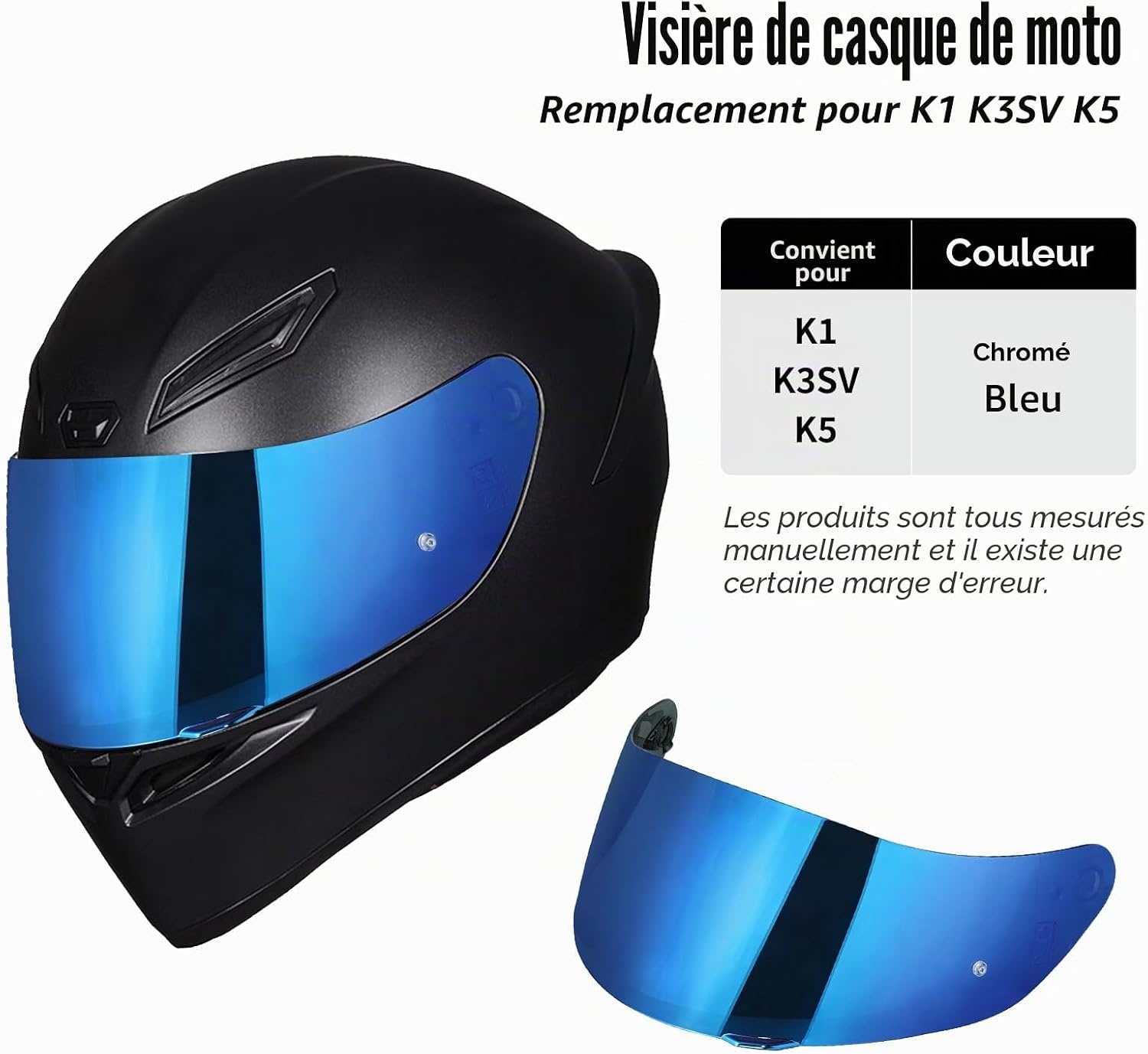 Visière Moto Bleu Chromé pour K1, K3SV, K5 - Jusqu'à -61% de remise