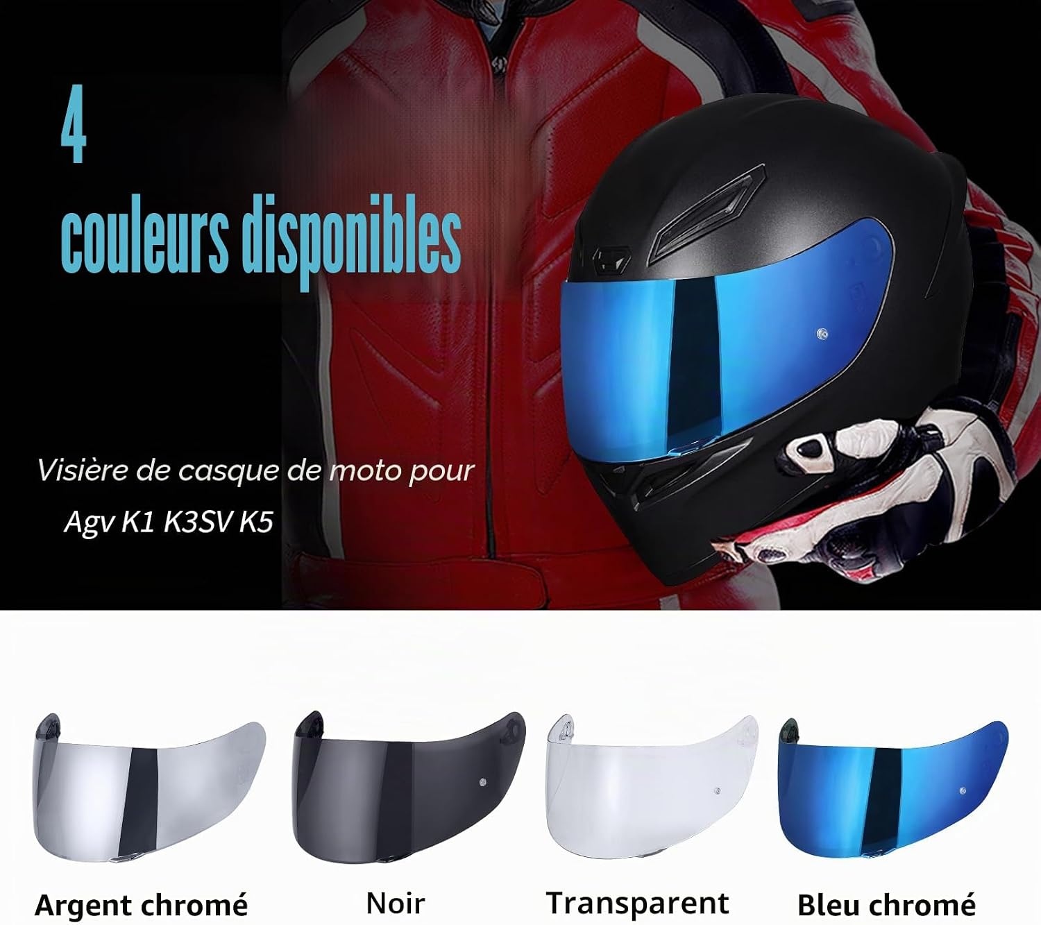 Visière Moto Bleu Chromé pour K1, K3SV, K5 - Jusqu'à -61% de remise