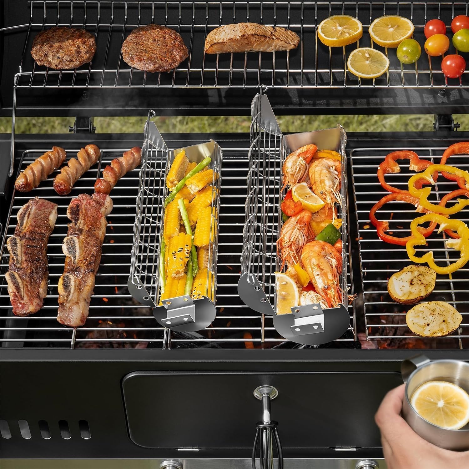 Panier de cuisson rotatif barbecue - Acier inox - 33cm - Jusqu'à -57%