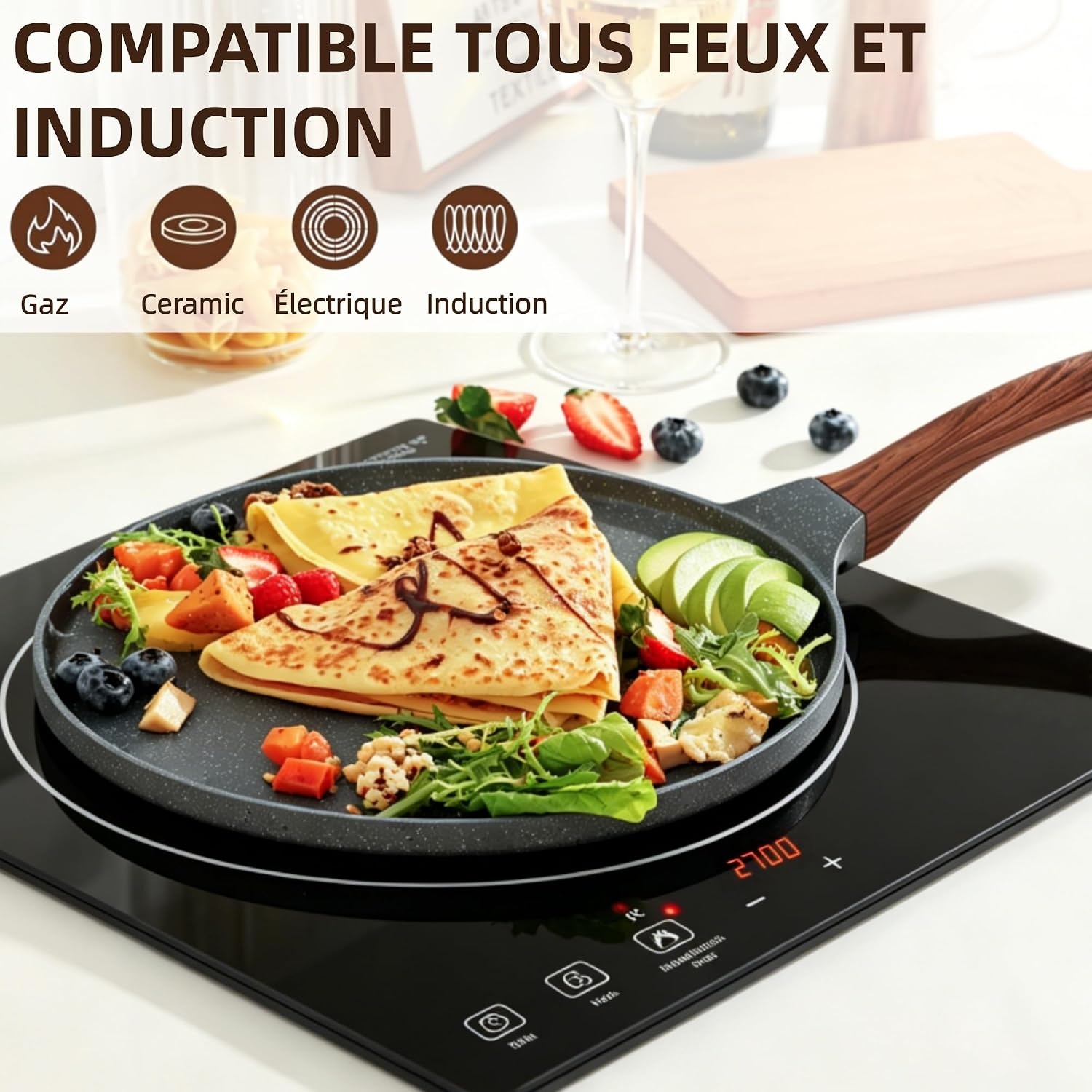Poêle à crêpes induction 26 cm - Jusqu'à -59% de réduction