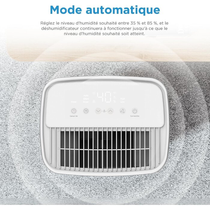 Déshumidificateur 12L intelligent jusqu'à 35m² - Jusqu'à -65%