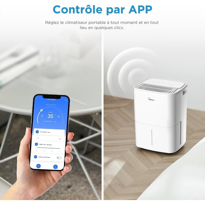 Déshumidificateur 12L intelligent jusqu'à 35m² - Jusqu'à -65%