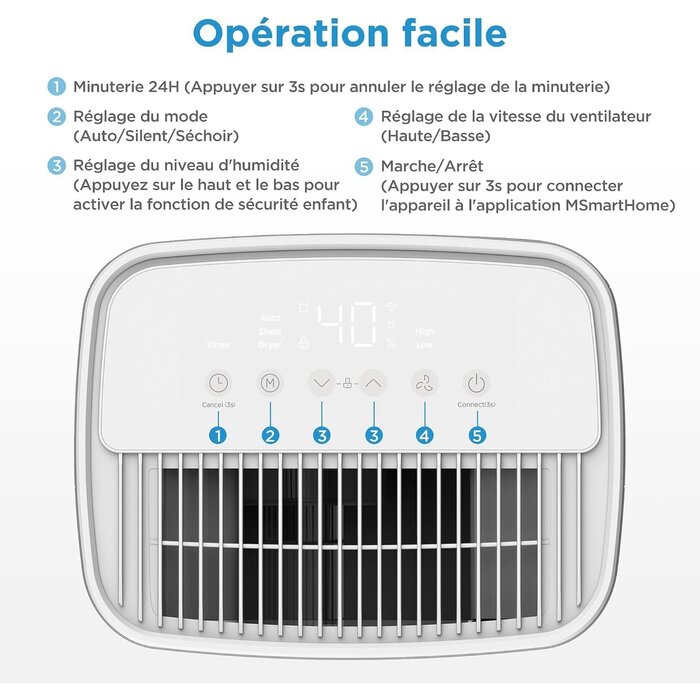Déshumidificateur 12L intelligent jusqu'à 35m² - Jusqu'à -65%