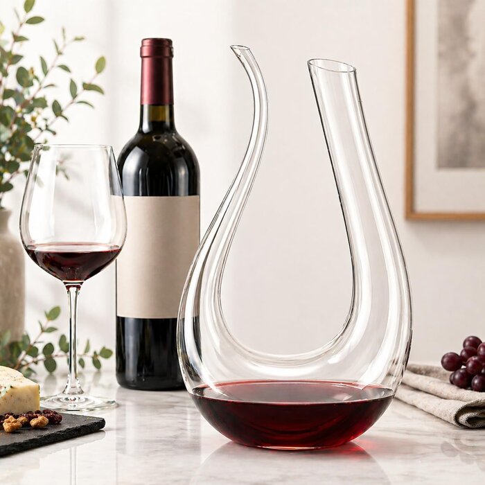 Carafe à vin en U 1,5L - Cristal soufflé - Jusqu'à -60%