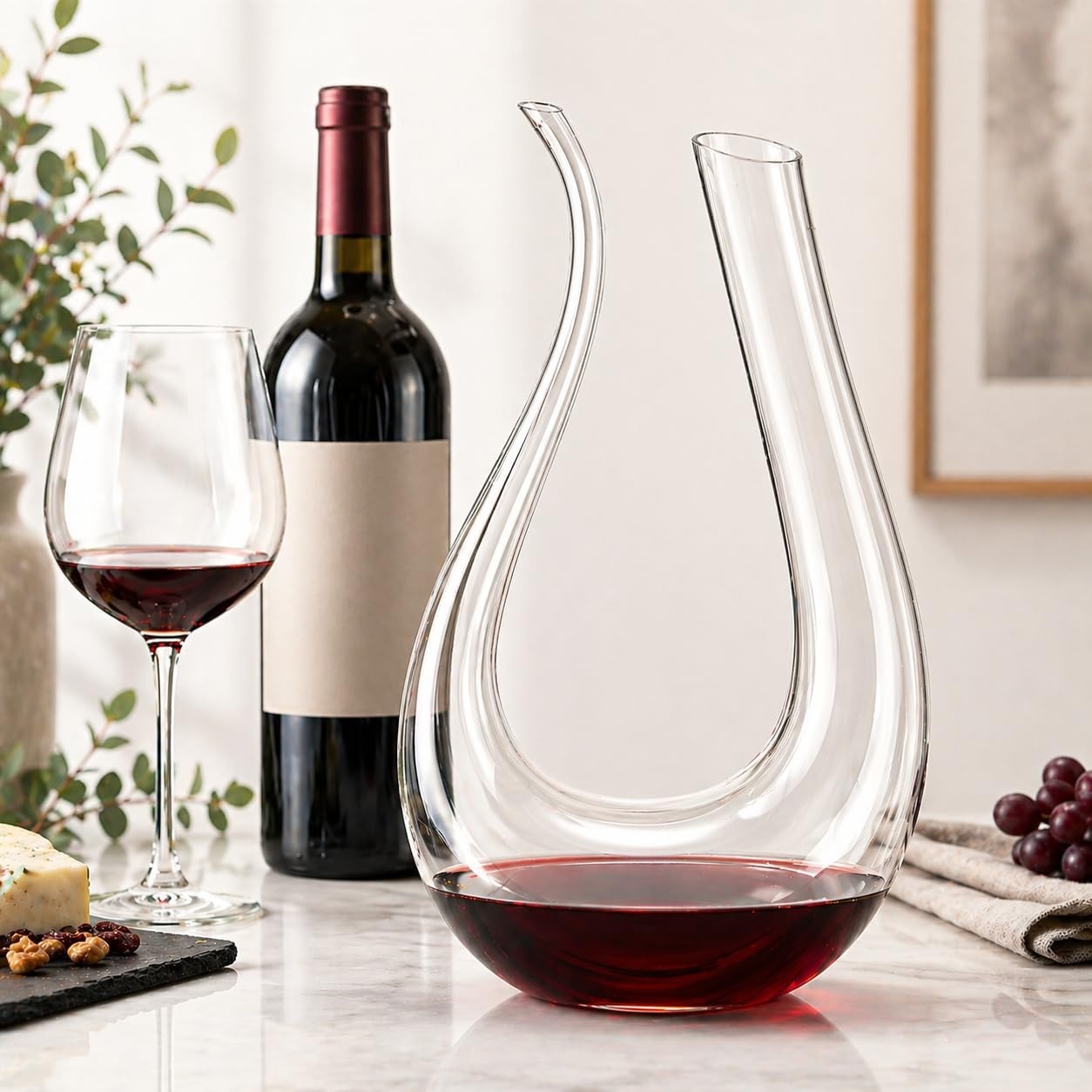 Carafe à vin en U 1,5L - Cristal soufflé - Jusqu'à -60%