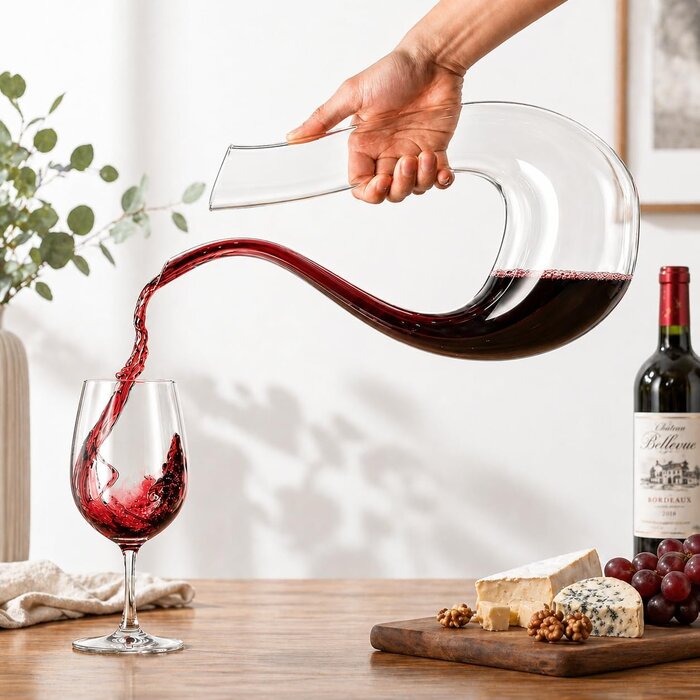 Carafe à vin en U 1,5L - Cristal soufflé - Jusqu'à -60%