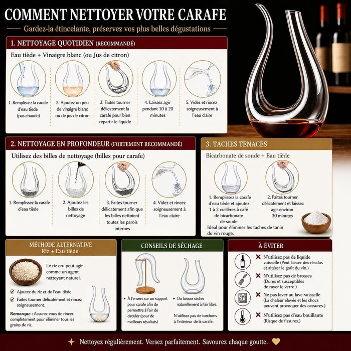 Carafe à vin en U 1,5L - Cristal soufflé - Jusqu'à -60%