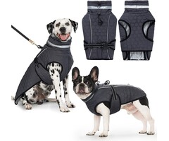 Manteau d'hiver pour chien avec harnais - Gris - Jusqu'à -54%
